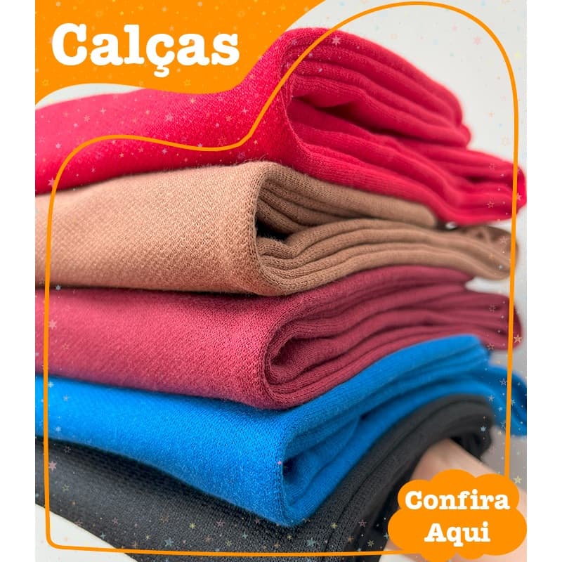 Kit 3 Calças Moletom Peluciada Infantil Unissex Menina Menino Sortido