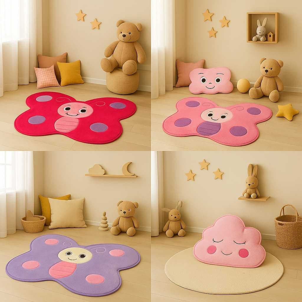 Kit Tapete Infantil bebe Pelúcia Formato diversos Tapetinho para Decoração de Quarto Sala infantil