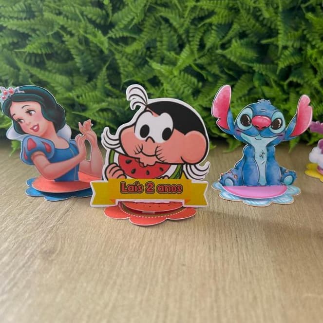 Kit Aplique 3D, 10, 20, 30 ou 40 und.Tag Personalizada Stitch, Sonic, Lego, Magali, Mario, Minnie, Circo e muito mais