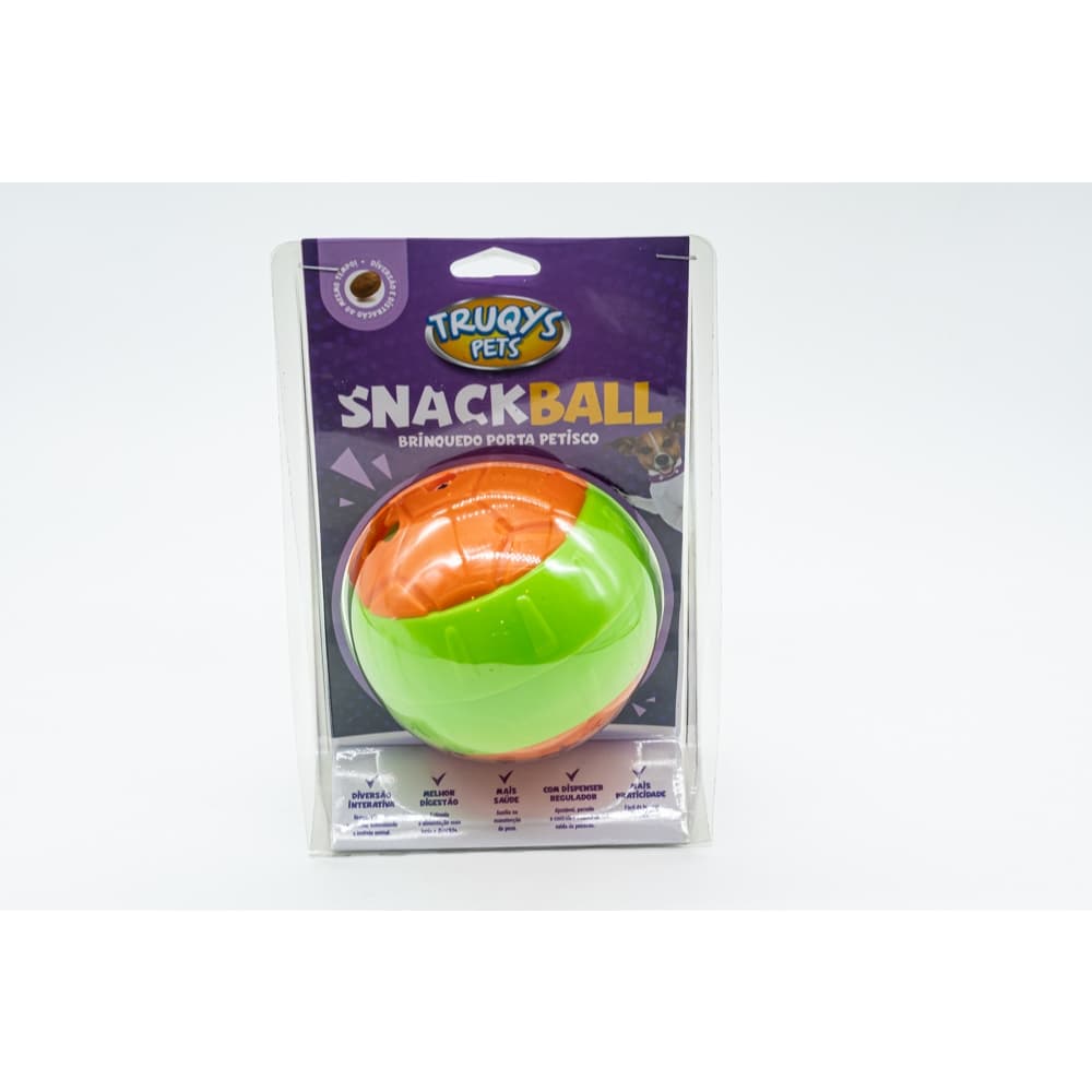 Bola brinquedo porta petiscos Truqys pet cor laranja