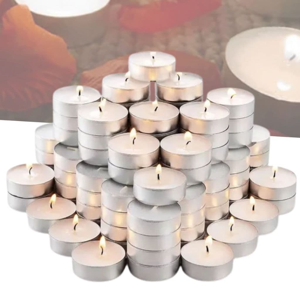 Kit 50 Mini Velas Rechaud com Suporte Alumínio Decorativa Flutuante Decoração Data Especial