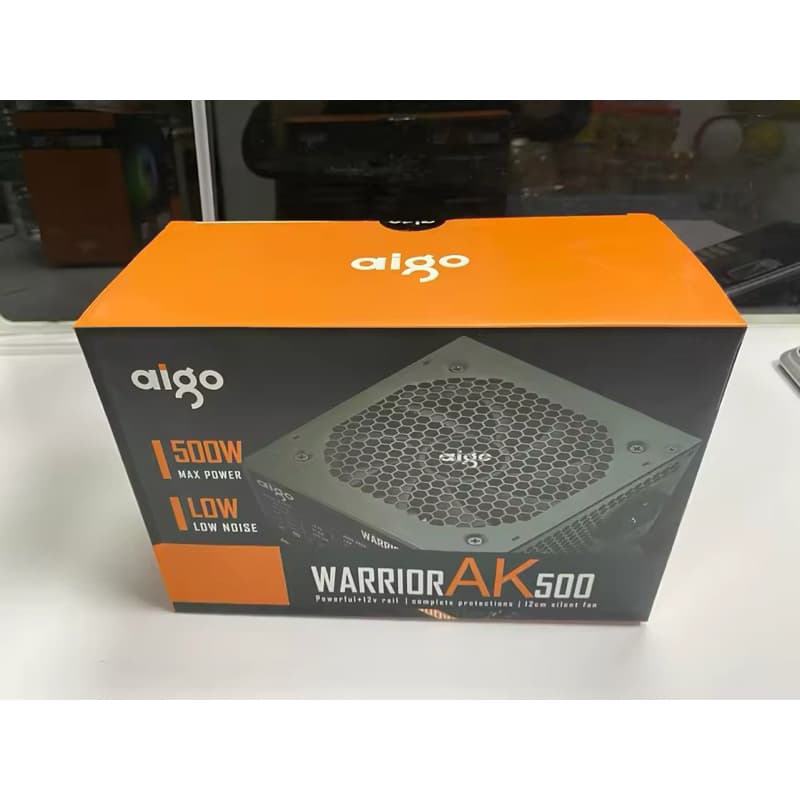 Aigo-AK Fonte de Alimentação para PC, Gaming, 120mm, RGB Fan, 24Pin, 12V, ATX, Desktop, Computador, Fonte para BTC, 500W