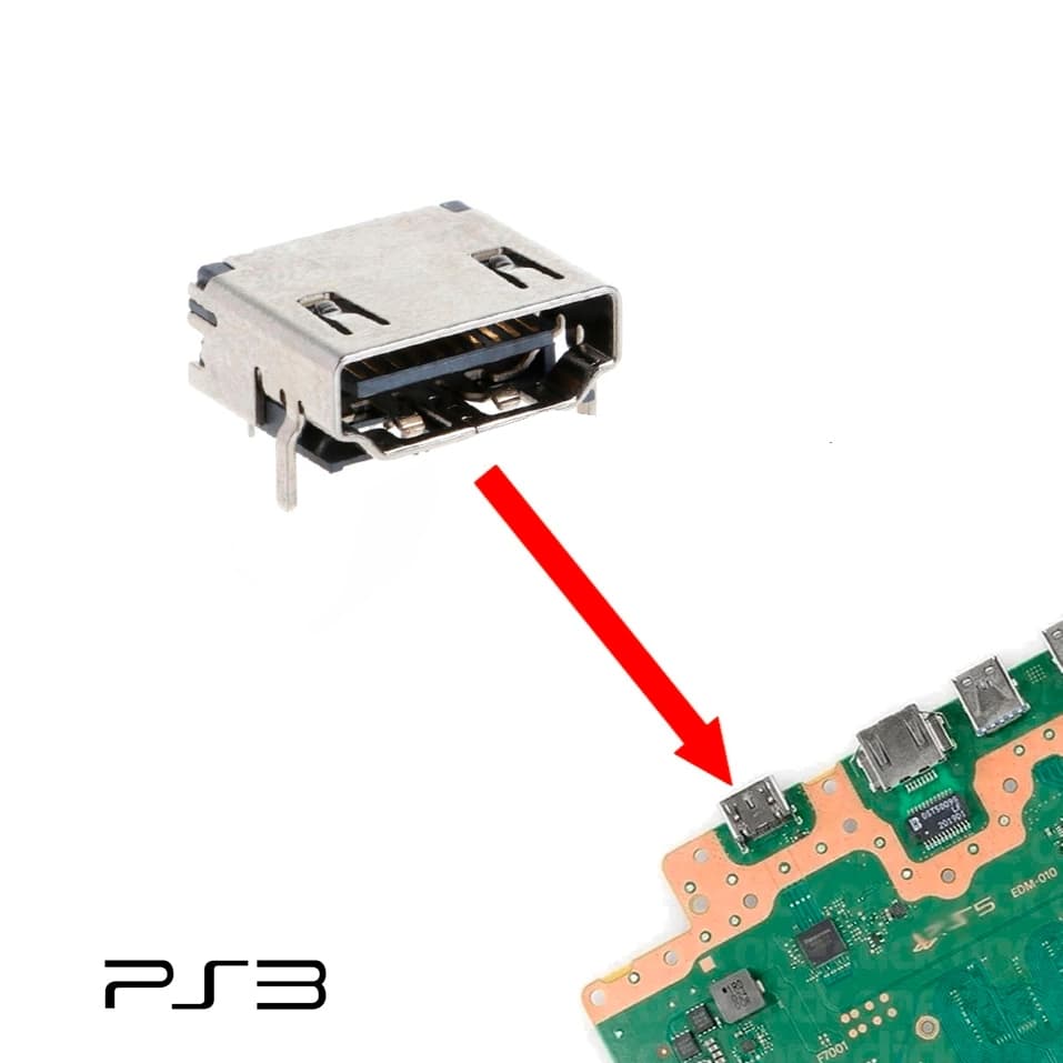Conector Entrada Reparo Porta HDMI para PS3 Slim 2000 2500