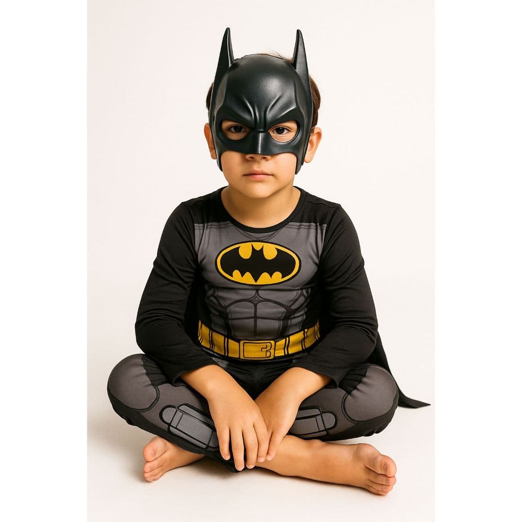 Roupa Fantasia Batman Longa  com Enchimento e Máscara