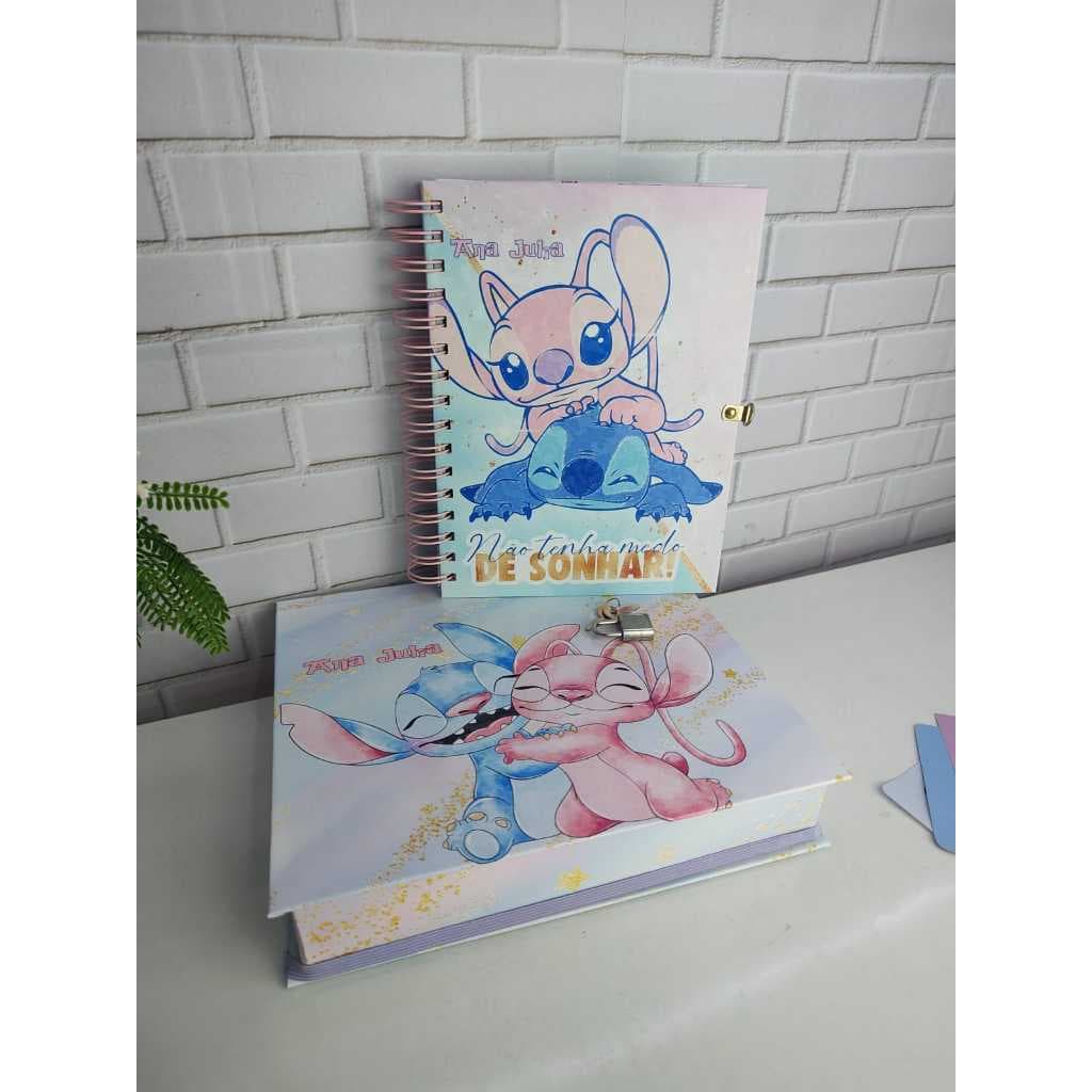 Kit Diário das Emoções Stitch & Angel – Caixa Cartonada