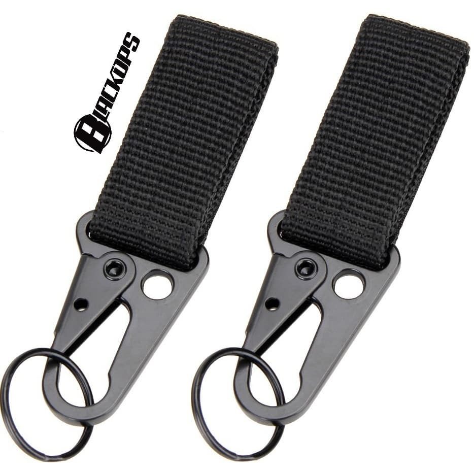 Kit 2 Chaveiro Mosquetão Edc Tático Militar Airsoft Para Cinto Com Passador