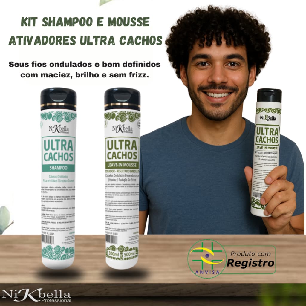 Kit Shampoo e Mousse Ativador de Cachos Sem Química Volta aos Cachos Para Cabelos Cacheados