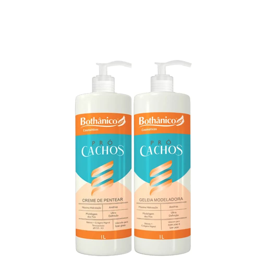 Kit Creme de Pentear 1L + Geléia 1L Pró-Cachos, Antifizz e Alta Definição  Bothânico hair Cosméticos