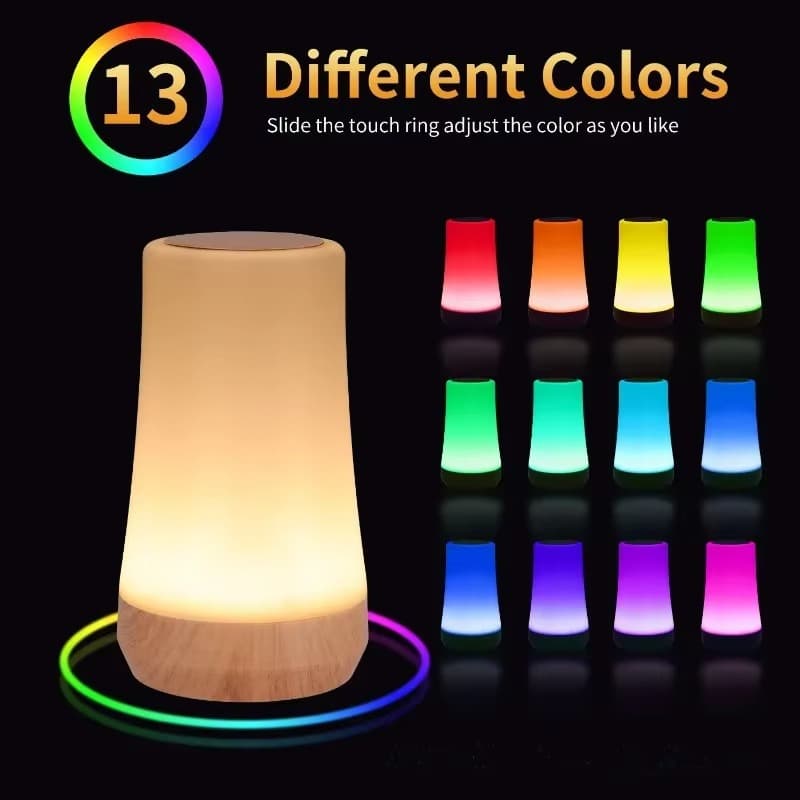 Abajur de Led RGB 13 Cores Acabamento Premium, Luminária de Mesa com função touch Lâmpada noturna