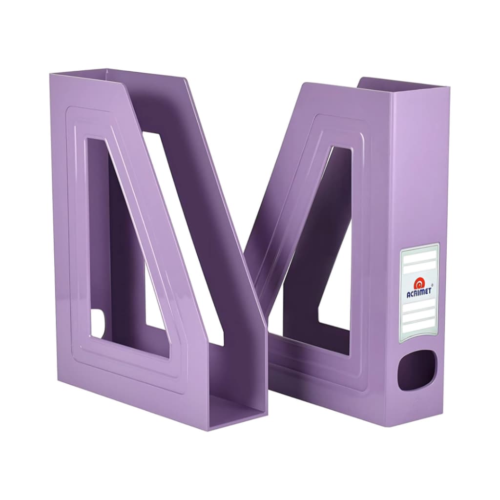 Kit 2 Porta Revistas Acrimet 277 Lilas Organizador Escritório Documentos Revistas Durável Prático