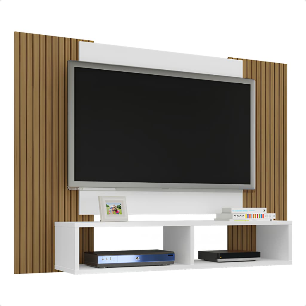 Painel para TV até 50 Polegadas com Nicho e Prateleira Suspenso Sala Estar Quarto Estante Compacta
