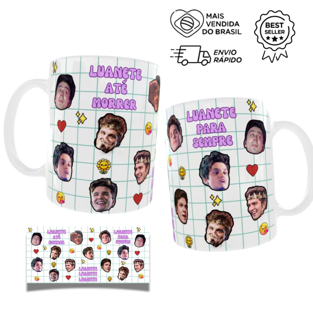 Caneca Personalizada Luan Santana - Luanete Porcelana 325ML Presente Amiga Presente Feminino Caneca Luan Santana
