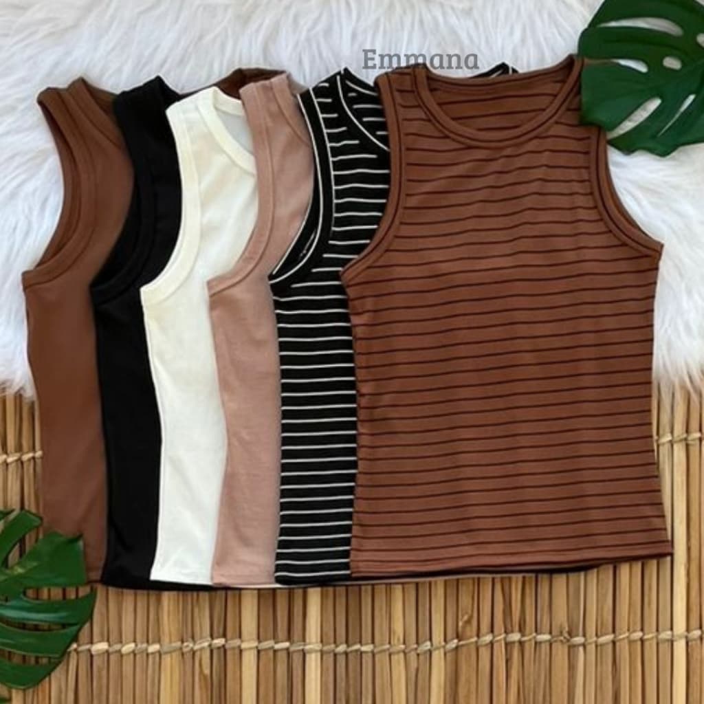 Kit 6 Regata Canelada Feminina Lisa/Listrado Blusa Básica Camiseta Casual