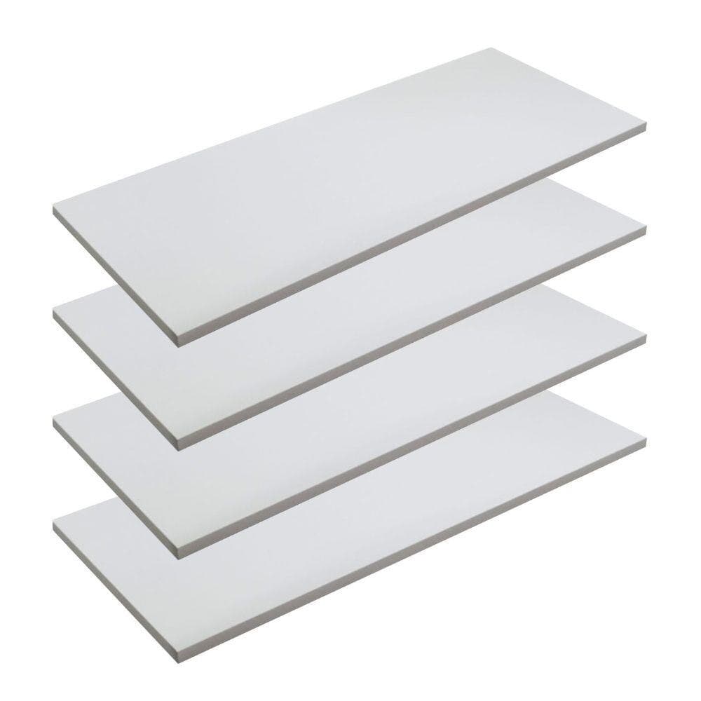 Kit 4 Prateleiras Mdf 105x25 Mdf Branco Texturizado 15mm Livros Revista 105x25cm Suportes Grátis