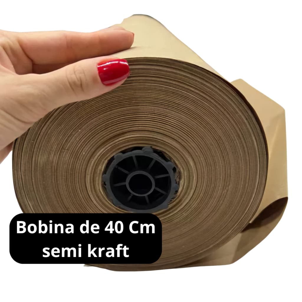 Bobina de Papel Semi Kraft Pardo 40cm - Para Embalagem, Pintura e Correios