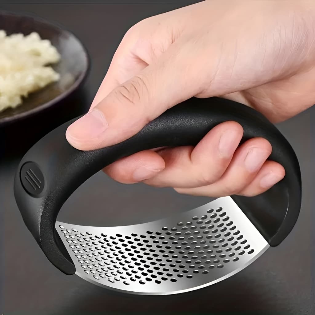 Amassador de Alho Inox Ergonômico Manual — Triturador de Alho com Cabo Antiderrapante