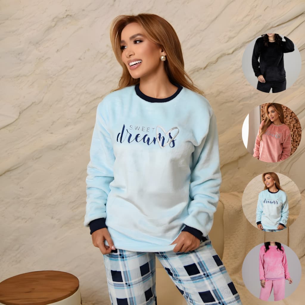 Pijama Inverno Feminino Adulto Fleece Soft Plush