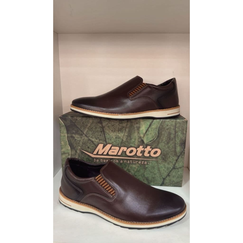 Mocassim Masculino Casual Marotto 2025 Cores Marrom e Preto Conforto Couro Legítimo Solado Borracha