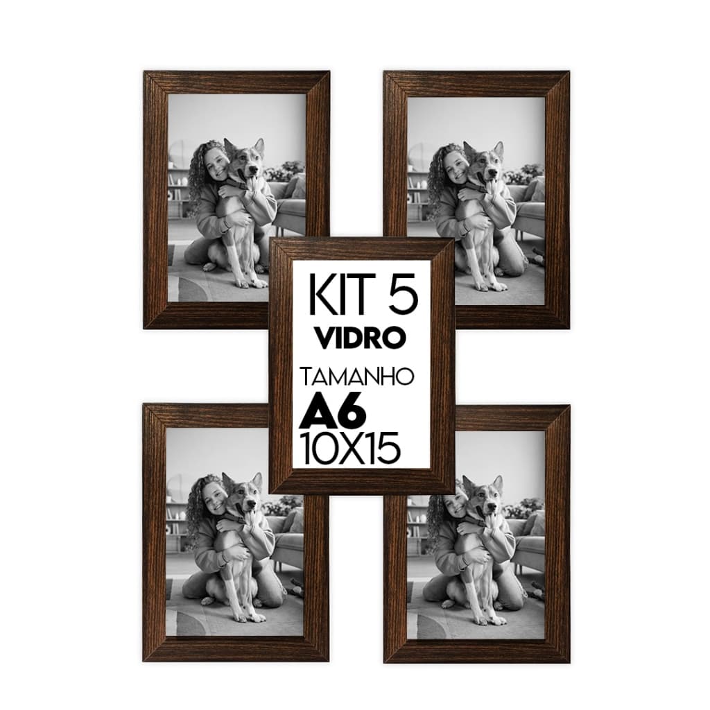 Kit 5 Porta Retratos 10x15cm A6 Com Vidro Para Fotos Decorativo Sala Quarto Decorativo Lembrancinha
