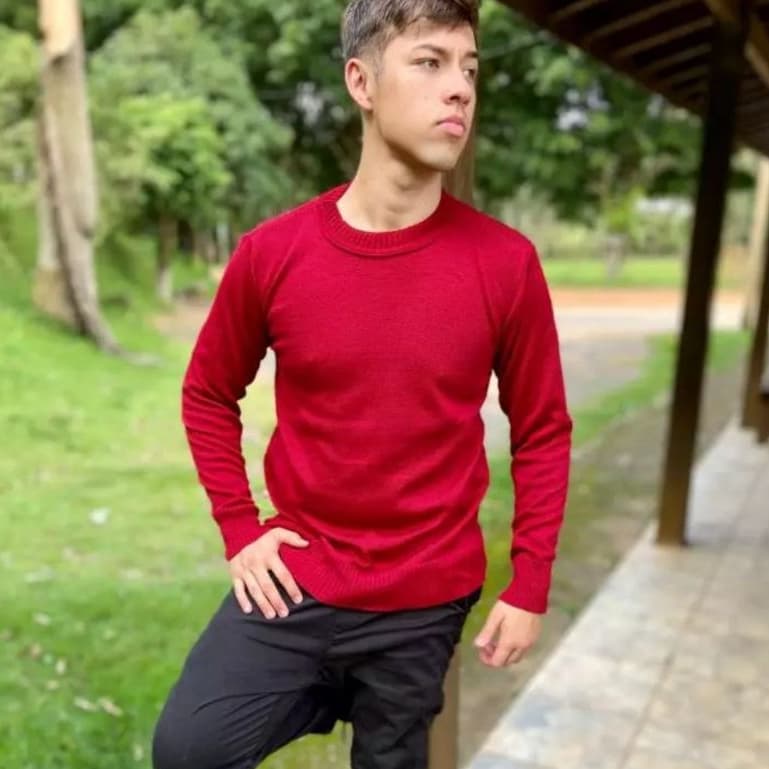 Blusa Masculina Suéter Manga Longa Canelado Basico Moda Frio REF:427