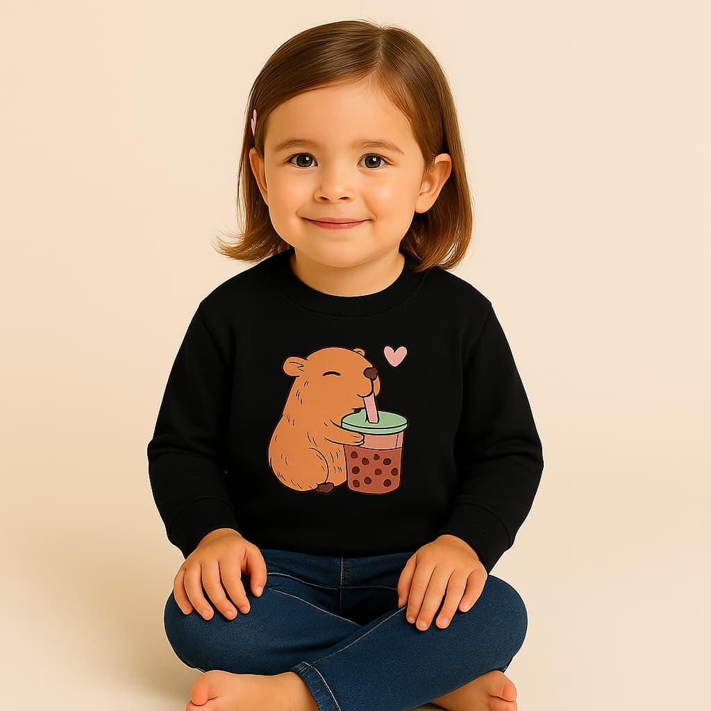 Moletom Infantil Gola Redonda Quentinho Unissex Capybara