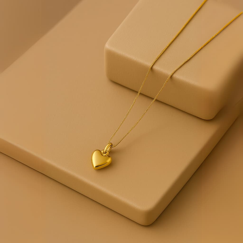 Colar Coração Liso P Delicado Feminino Banhado a Ouro 18k Anti Alérgico Acessórios Colares Feminino