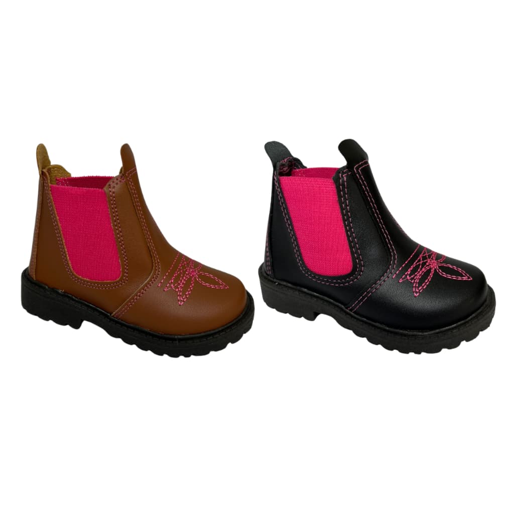 Kit Duas Botas Jequinha Menina Bordada  Elástico Festa Junina Julina Rodeio do 20 ao 34