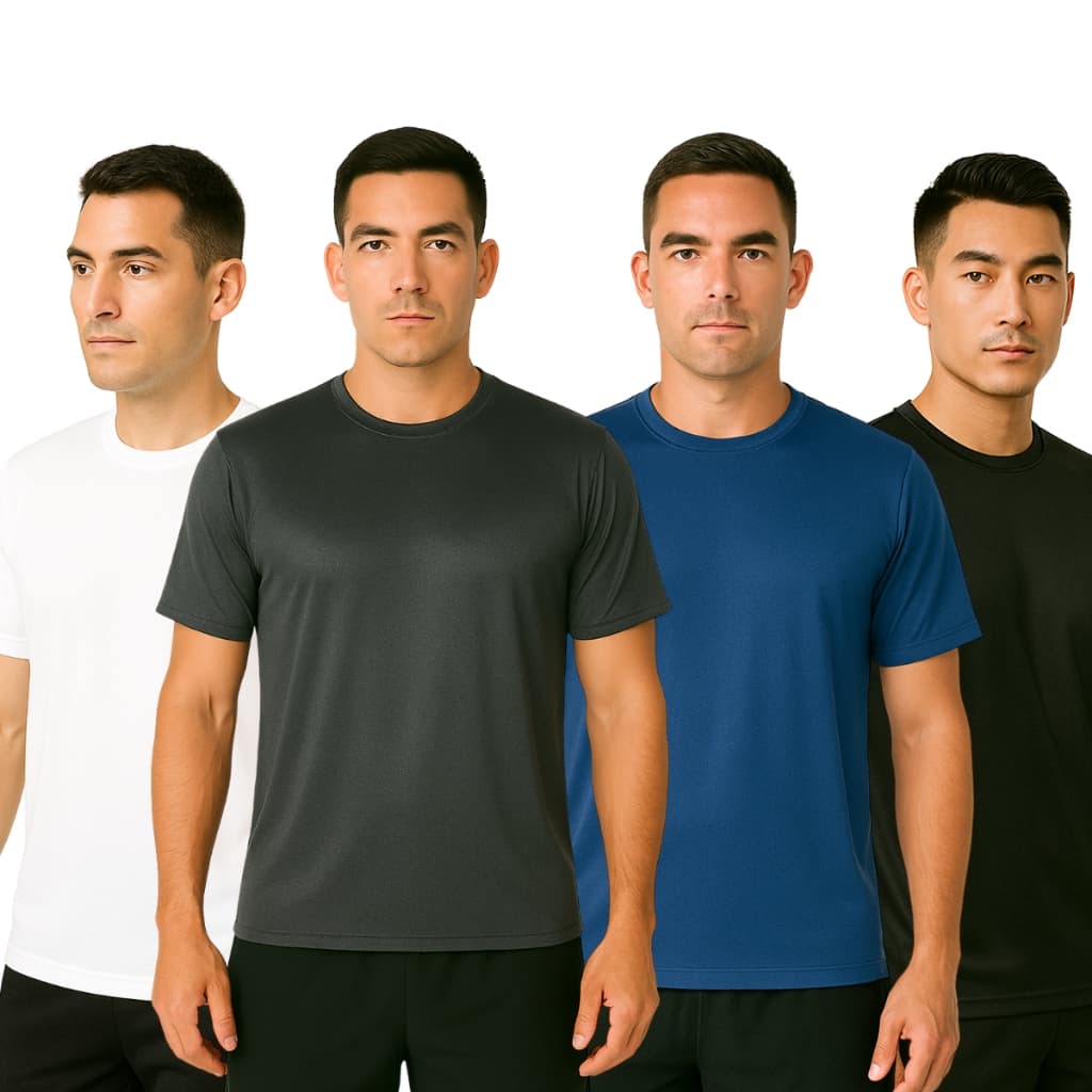 KIT 4 CAMISETAS MASCULINAS SORTIDAS DRY FIT - LISA - DE ACADEMIA/BÁSICA