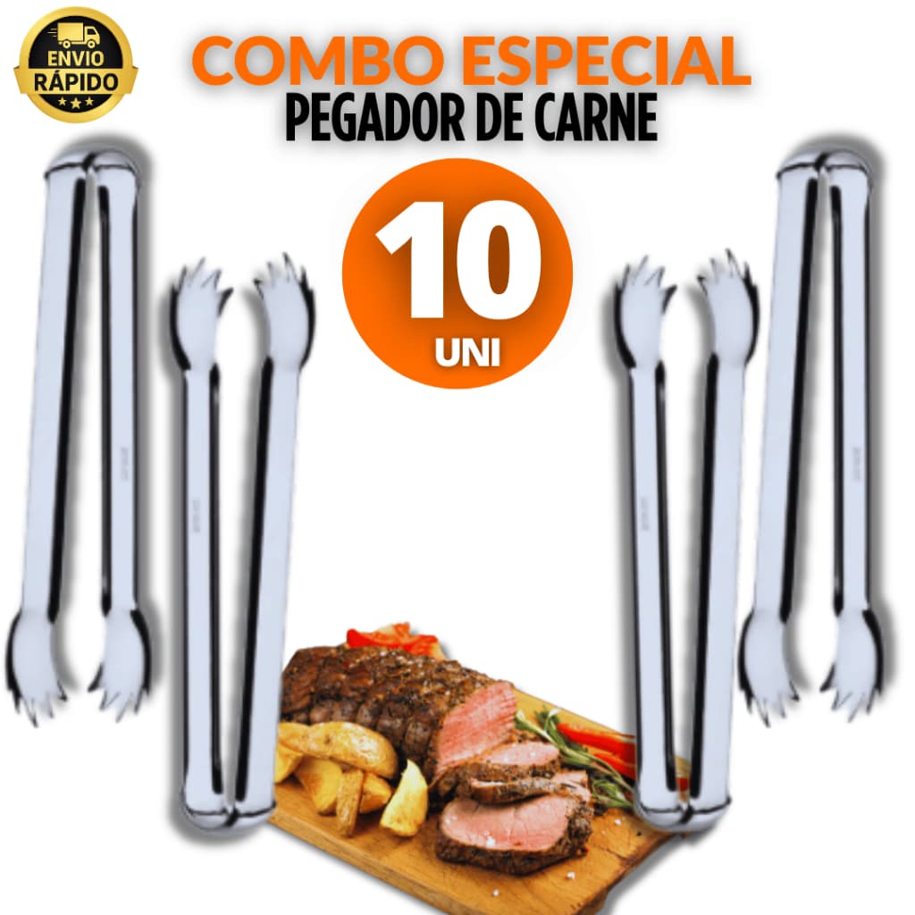 Kit 10 Pegadores de Churrasco Carne Modelo Universal Multiuso Massas Gelo Salada Pegador Cozinha