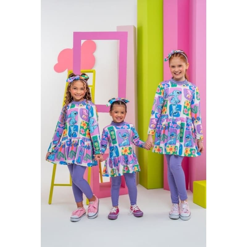 Conjunto Infantil Menina Blusa Moletinho Calça Canelada Acompanha Tiara 2 ao 10
