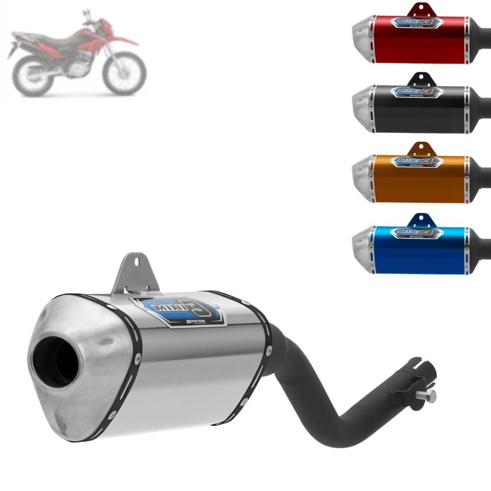 Ponteira Escapamento Escape Moto Pro Tork Mini 3 Nxr Bros 150 2006 2007 2008 Honda Preto