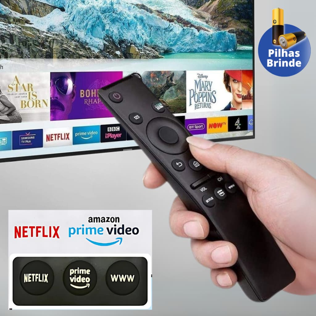 Controle Remoto Compatível Com Samsung Smart TV + 2 Pilhas