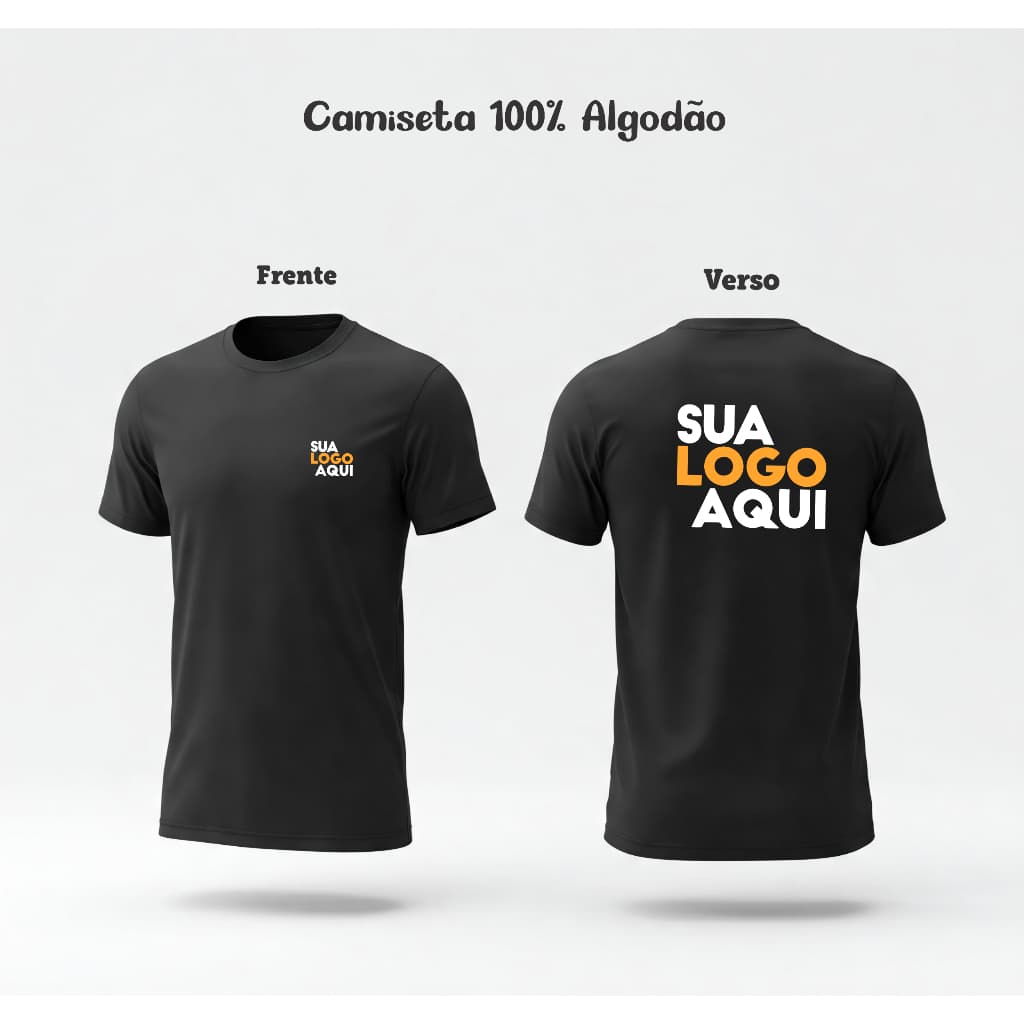 Kit 3 Camisetas Preta Personalizada com sua logo 100% algodão