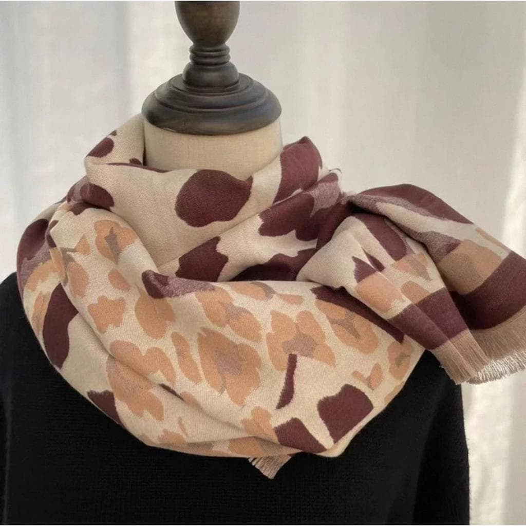 Cachecol versátil de dupla face com costura de padrão de vaca para mulheres, xale grande de inverno, cachecol de pescoço