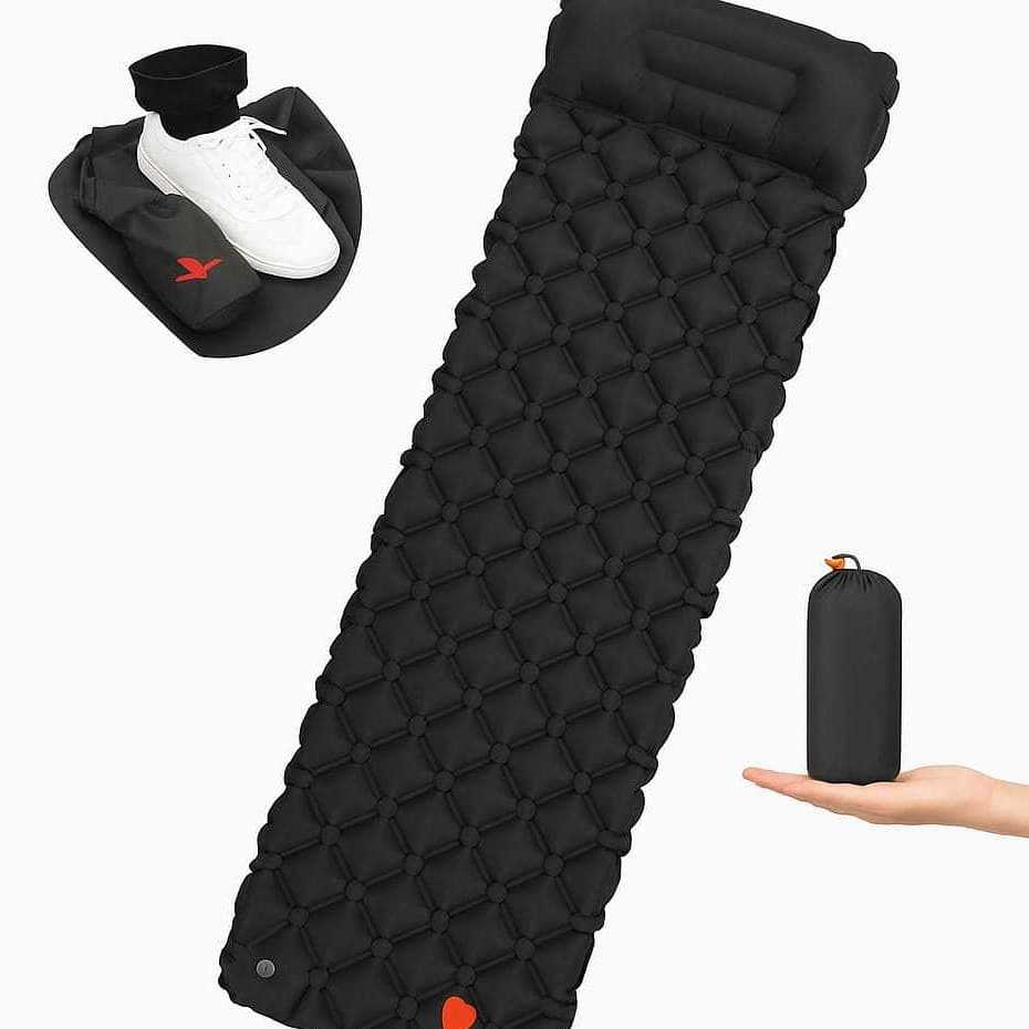 Colchão Automático Inflável Portátil Solteiro Com Travesseiro Acampamento Camping Viagem Impermeável