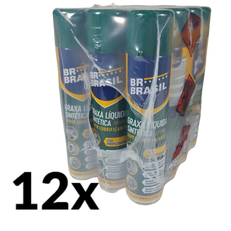 Kit 12x Graxa Líquida Sintética 300ml Spray BR Brasil