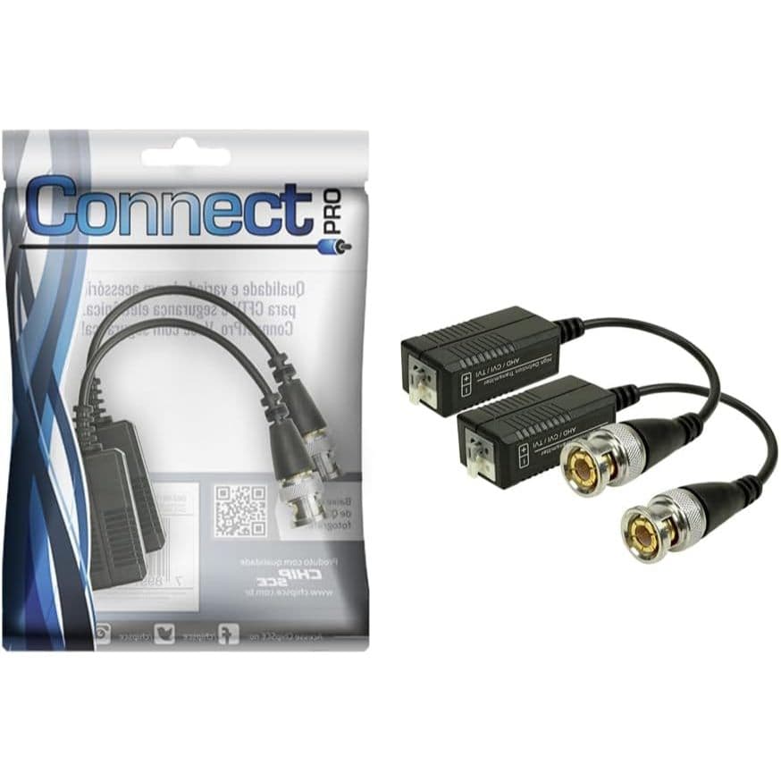 Connect Pro Vídeo Balun Transmissor Canal Passivo - HD Hibrido (Kit com 2 Pcs)