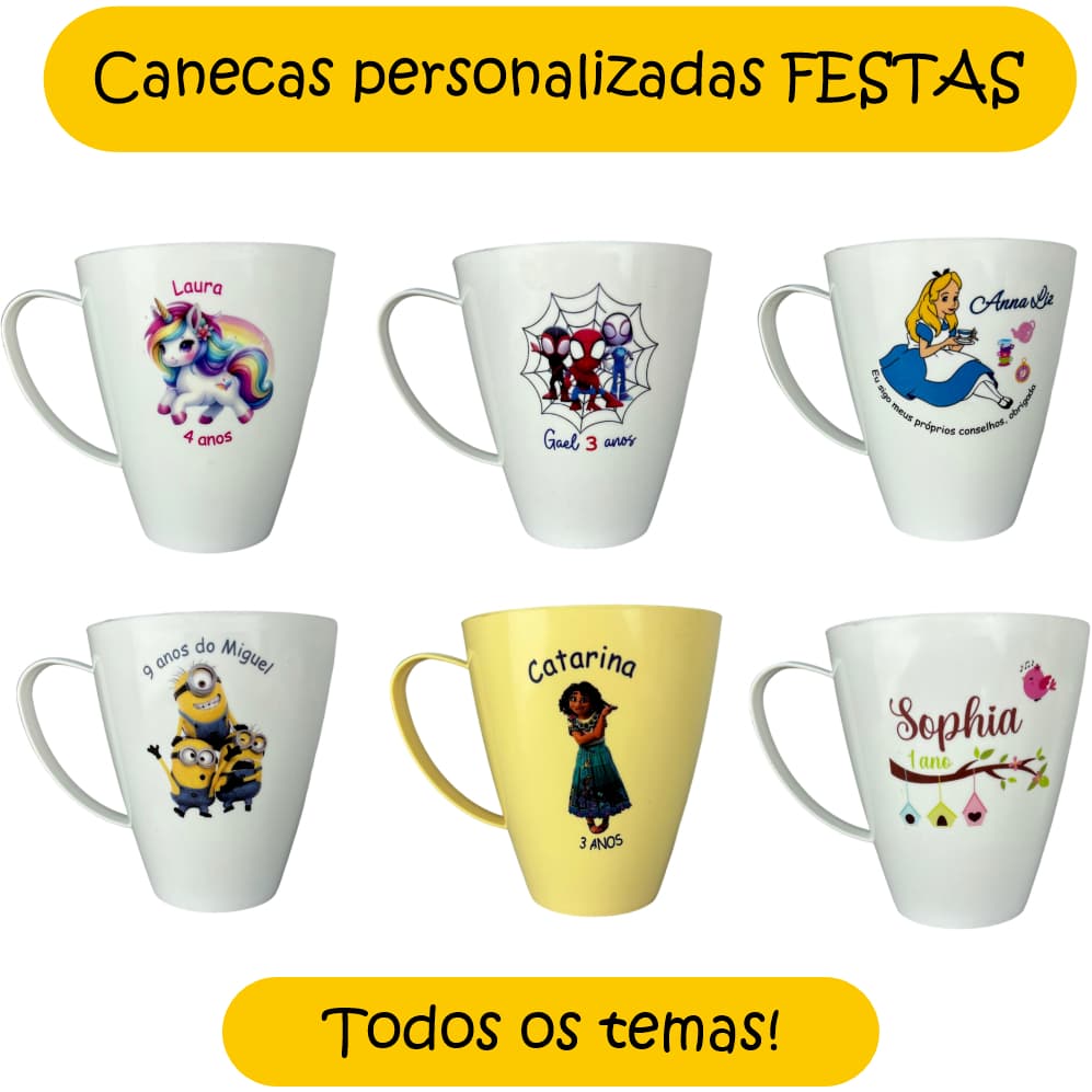Canecas PERSONALIZADAS - Festa, Aniversário, Logo, Tema, Lembrancinha, Brindes, Presentes