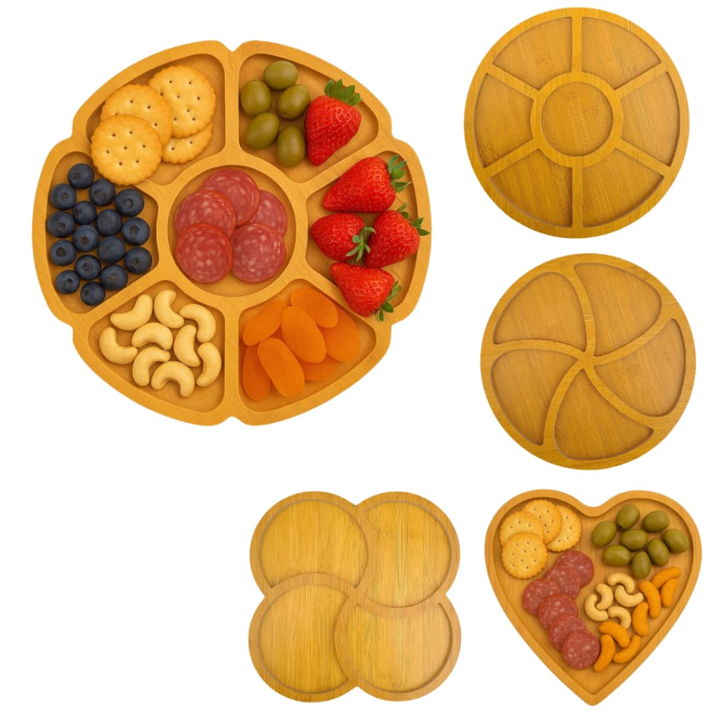 Petisqueiras Gamelas Tipo Bambu MDF com divisórias para Petiscos Amendoim Churrasco Frios Aperitivos cozinha