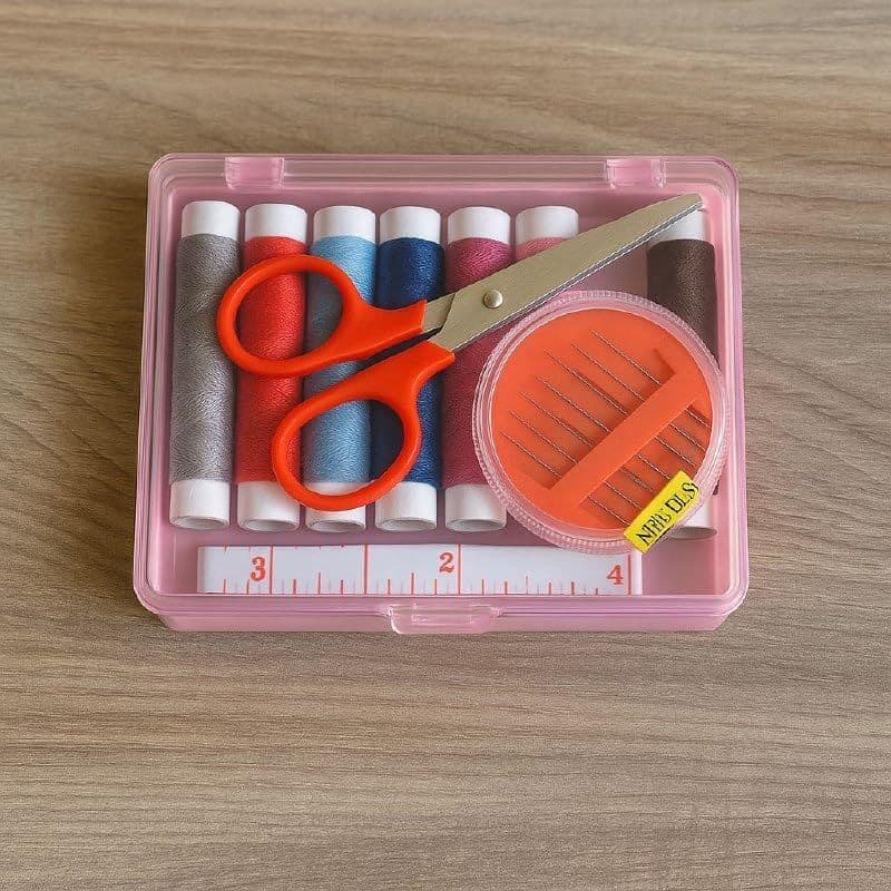 Kit de Costura 20 Peças Com Estojo Linha Agulha Completo Básico Viagem Acessórios