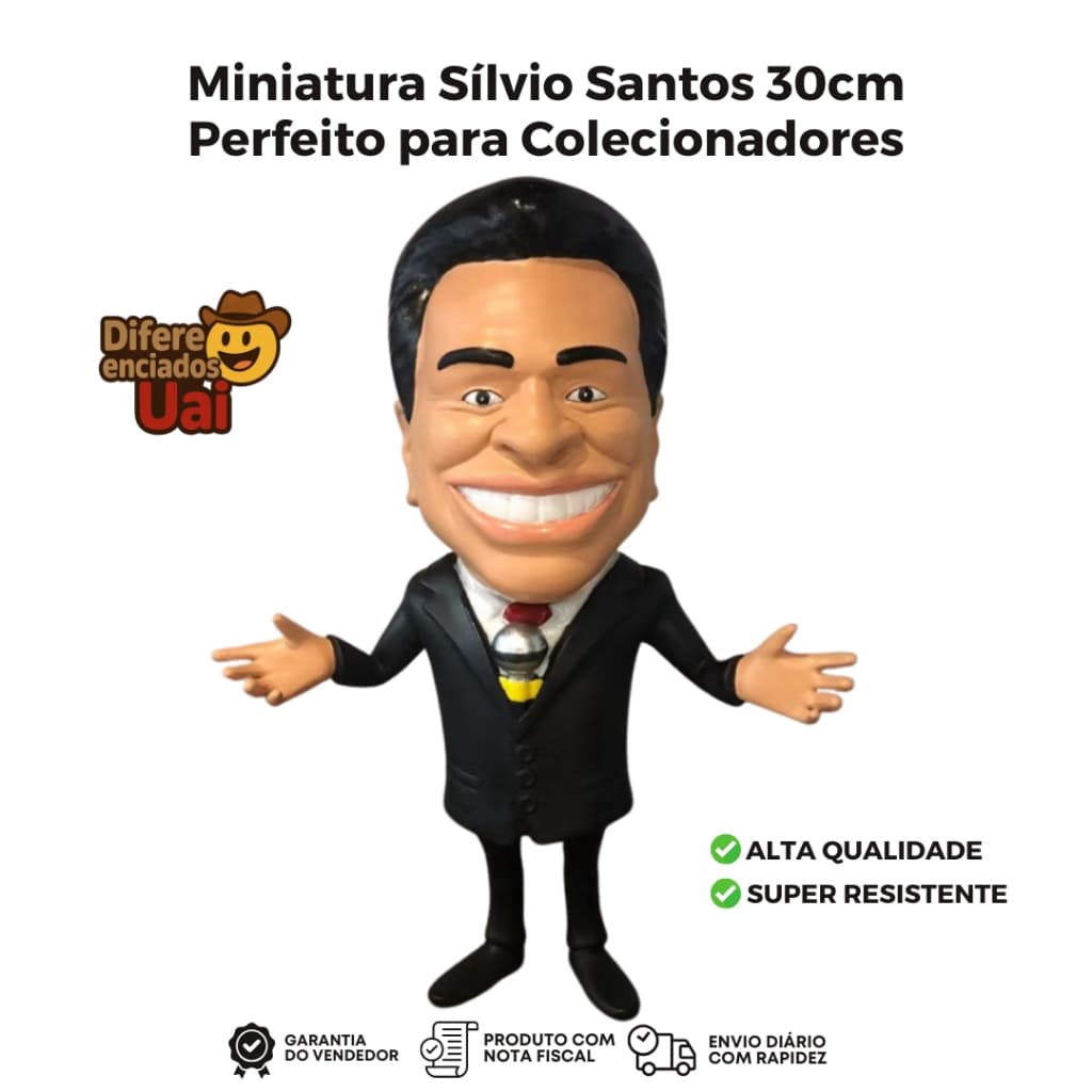 Sílvio Santos em Miniatura – Boneco de 30cm | Detalhado, Feito em ABS e Perfeito para Colecionadores