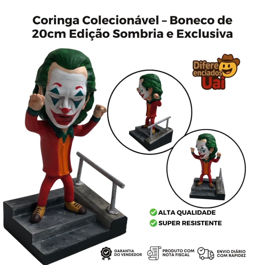 Coringa Colecionável – Boneco de 20cm com Acabamento Realista | Edição Sombria e Exclusiva