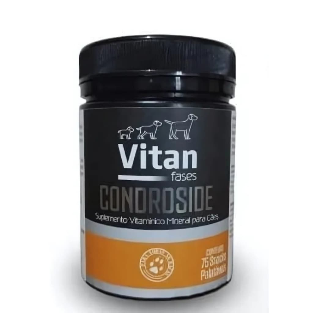 Vitan Condroside suplemento para cães de todas as idades 75 tabletes Fortalece ossos e articulações