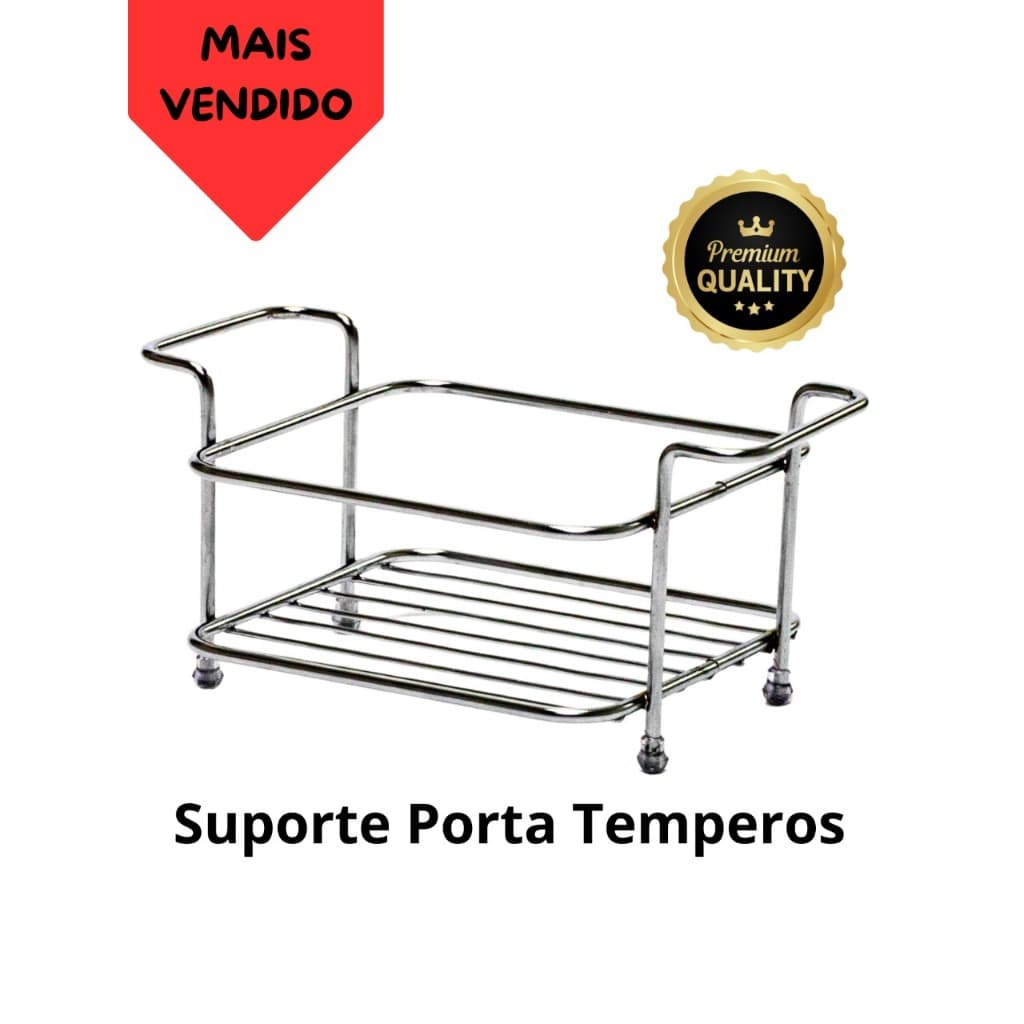 Suporte Porta Tempero Cromado Cozinha Praticidade Condimento