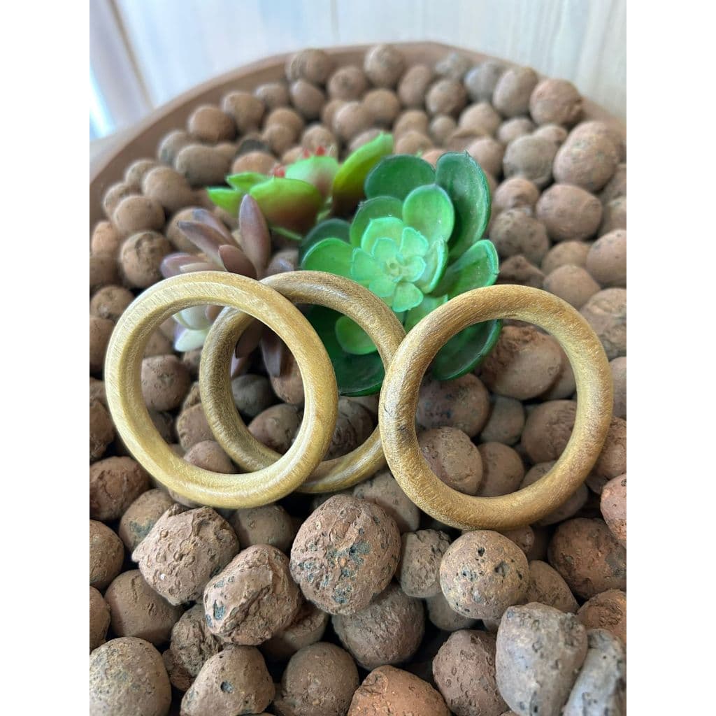 Argola de Madeira Natural 70 mm - Kit com 03 unidades