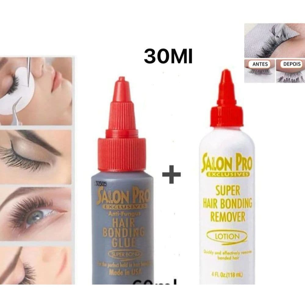 Kit 1 Removedor +1 Cola Profissional Salon Pro Para Extensão de cílios Capilar 60ml