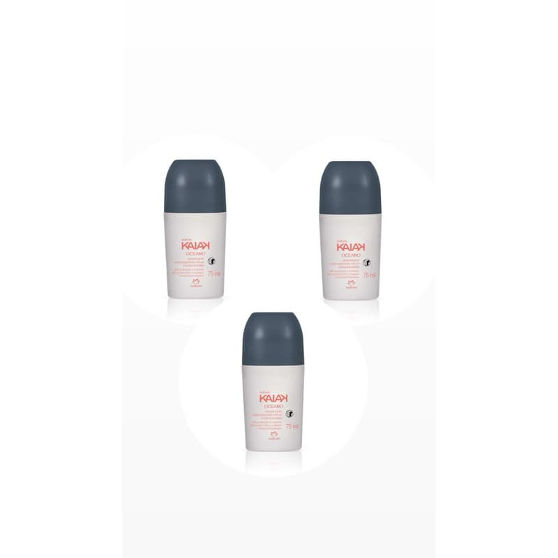 Kit 3 Desodorante Antitranspirante Roll-on Kaiak Oceano Feminino 75ML - NATURA