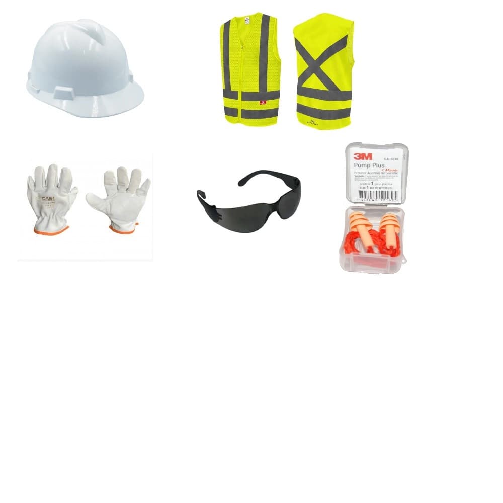 Kit Obras Premium Capacete MSA Colete Luva Vaqueta Óculos Águia Protetor Pomp Plus