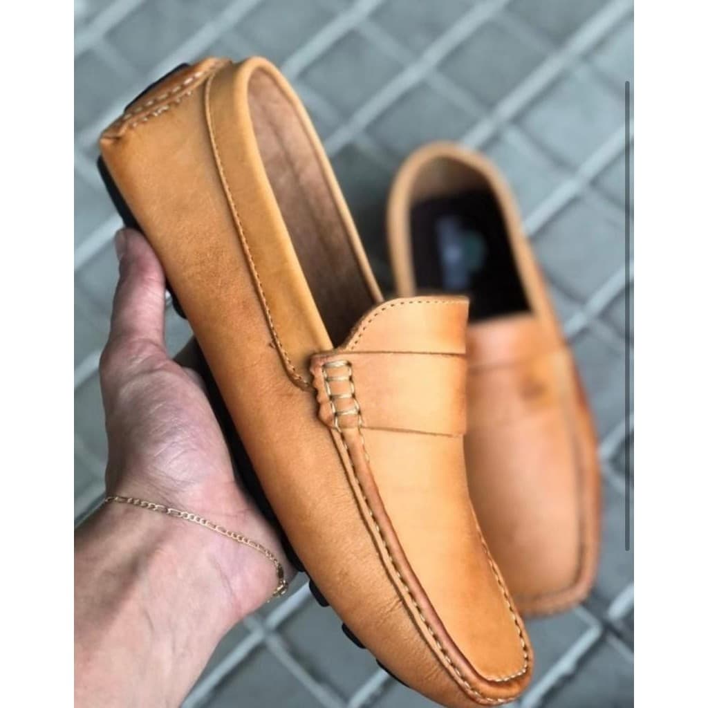 Mocassim Gravata em Couro Legítimo Casual Estiloso Moderno Despojado