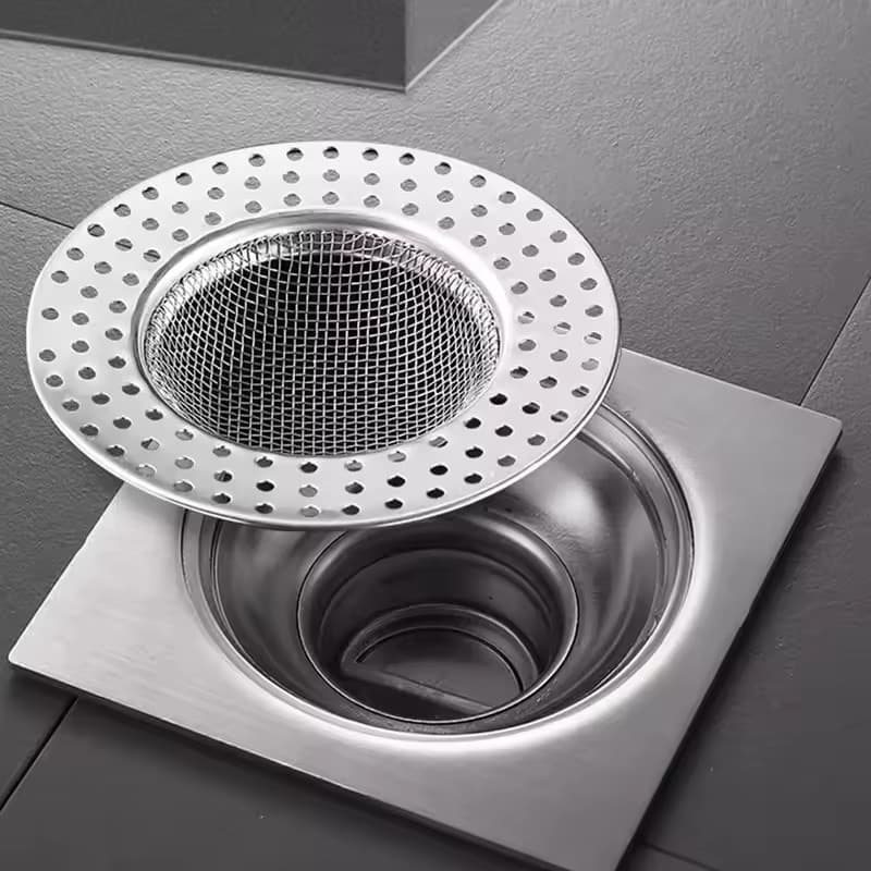 Ralo Redondo De Chão De Aço Inox Multifuncional Com Filtro Para Coletor De Cabelo Cozinha e Banheiro Kehome